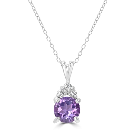 GEMistry Amethyst with Cubic Zirconia Accent Sterling Silver 18 Inch
Cable Chain Pendant Necklace