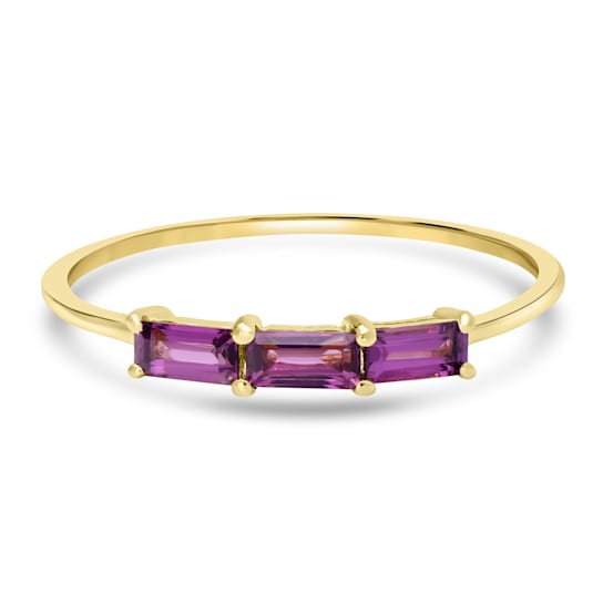 GEMistry 0.45 ctw Baguette Rhodolite Midi Ring in 925 Sterling Silver