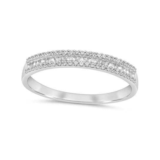 14K Gold Round and Baguette Diamond Band .25ctw