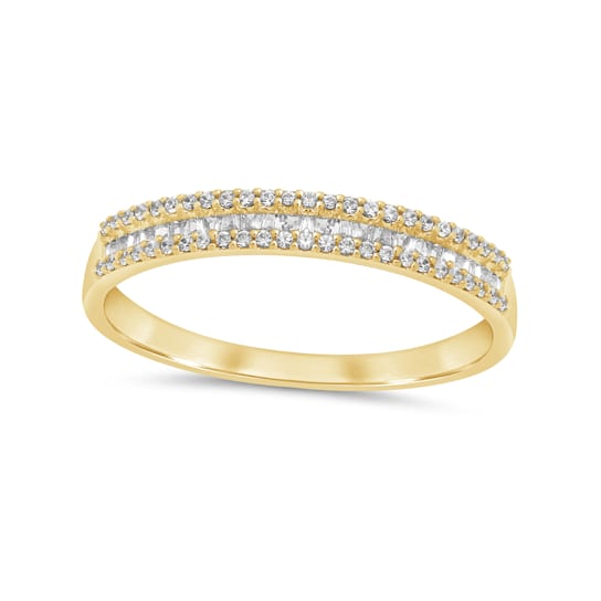 14K Gold Round and Baguette Diamond Band .25ctw