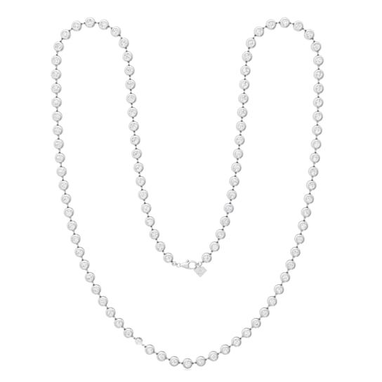 14K White Gold Opera Length Bezel Lab Grown Diamond 34 Inch Strand Necklace