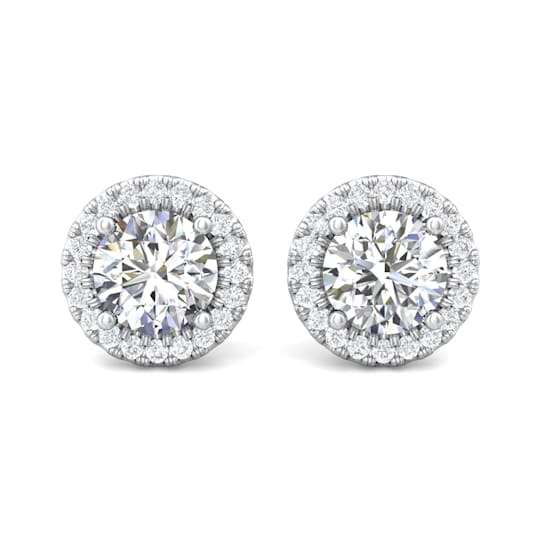 14K Gold Lab Grown Diamond Halo Stud Earrings 2.30ctw