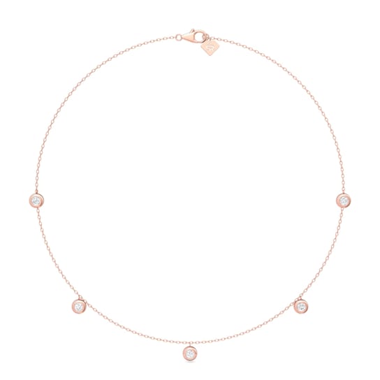 14K Rose Gold 5 Stone Lab Grown Diamond by the Yard 16 Inch Drop Necklace