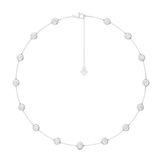 14K White Gold Lab Grown Diamond by the Yard 16 Inch Station Necklace
With 2 Inch Extender