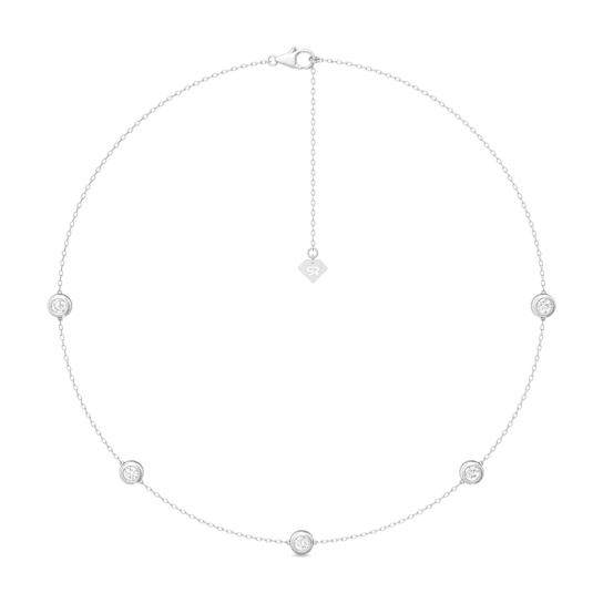 14K White Gold 5 Stone Lab Grown Diamond by the Yard 18 Inch Station
Necklace With 2 Inch Extender