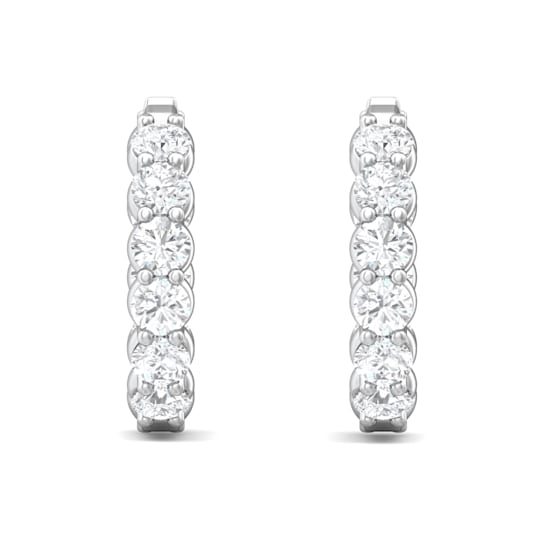 Platinum Lab Grown Diamond Classic Hoop Earrings 3.15ctw