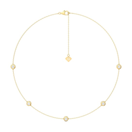 14K Yellow Gold 5 Stone Lab Grown Diamond by the Yard 18 Inch Station
Necklace With 2 Inch Extender