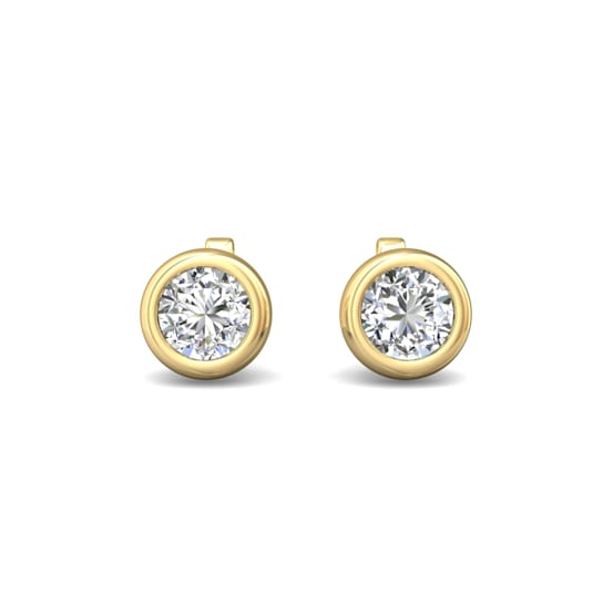 14K Gold Lab Grown Diamond Bezel Stud Earrings 1.0ctw