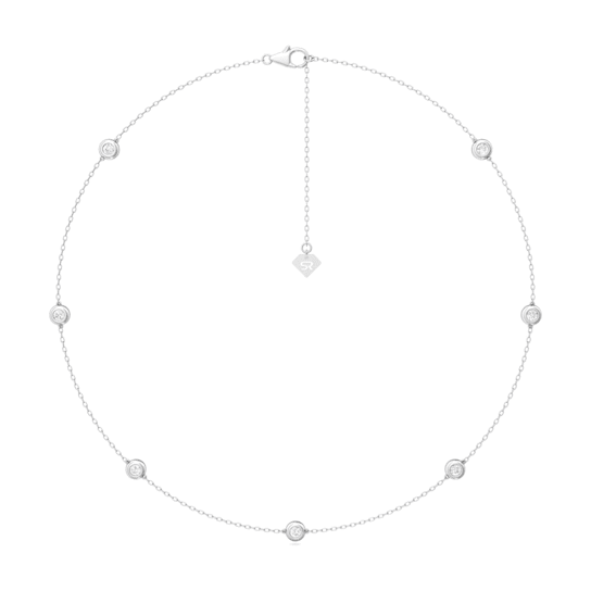 14K White Gold 7 Stone Lab Grown Diamond by the Yard 16 Inch Station
Necklace With 2 Inch Extender