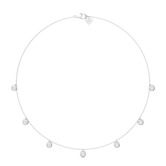 14K White Gold 7 Stone Lab Grown Diamond by the Yard 16 Inch Drop Necklace