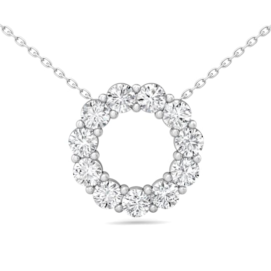 14K White Gold Lab Grown Diamond Circle Pendant