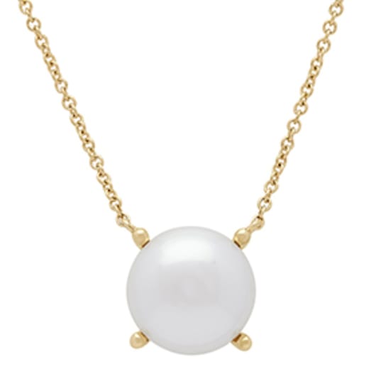 10K Yellow Gold White Fresh Water Pearl Necklace