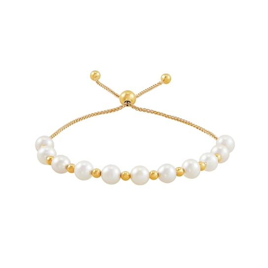 Sterling Silver with 14K Yellow Gold Plating Fresh Water Pearl and Bead
Bolo Bracelet