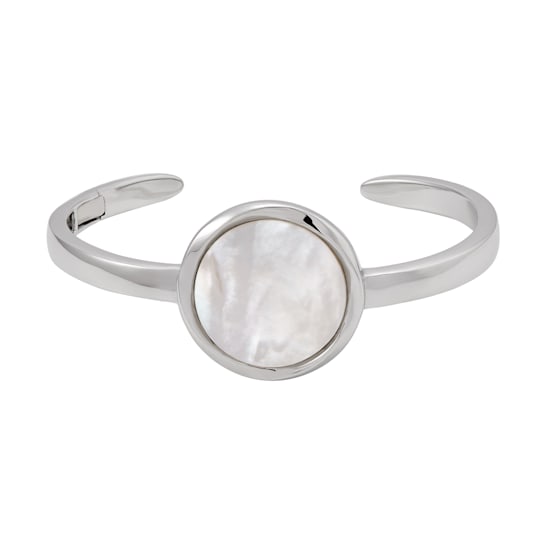 Sterling Silver White Mother of Pearl Bangle