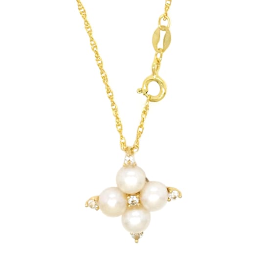 Sterling Silver with 0.5 Micron 14K Yellow Gold Plating Fresh Water
Pearl and White Topaz Necklace