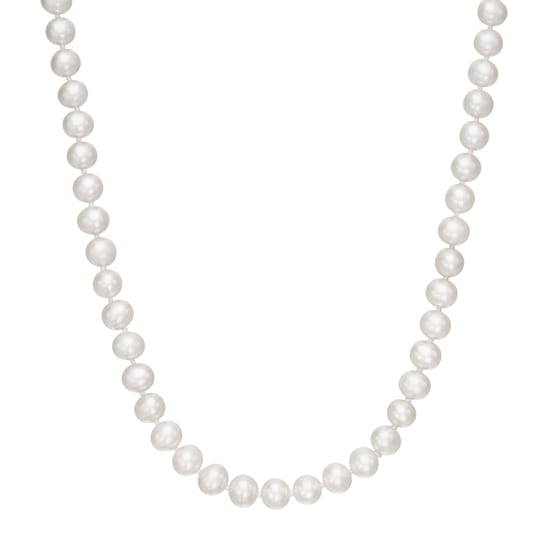 10K Yellow Gold White Fresh Water Pearl Classic Necklace