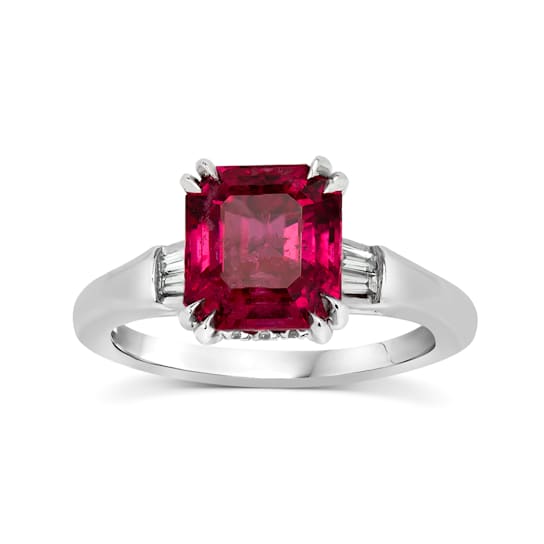 18KW 1/5 CTW Diamond Engagement Ring With 3.15 CTW Emerald Spinel