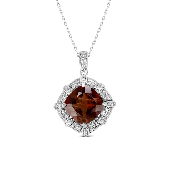 18KW 1/2 CTW Diamond Fashion Pendant With 5 3/4 CTW Cushion Sun Stone