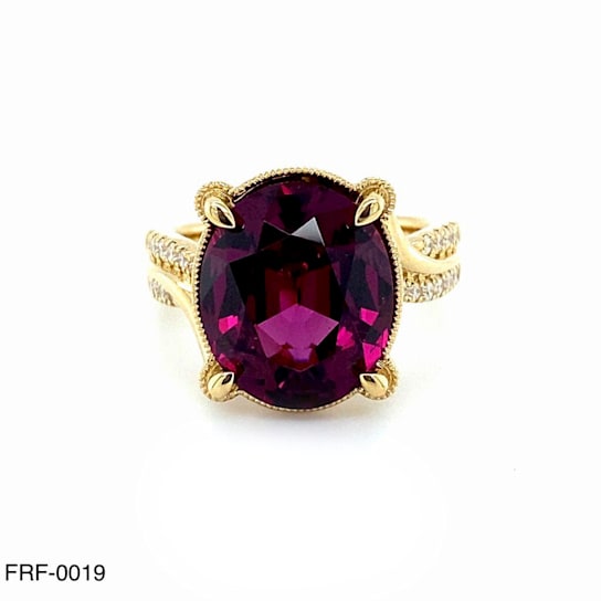 8.50ctw Garnet and Diamond 18K Yellow Gold Ring