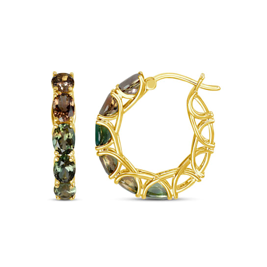 18KY 9 CTW Oval Sun Stone Fashion Earring