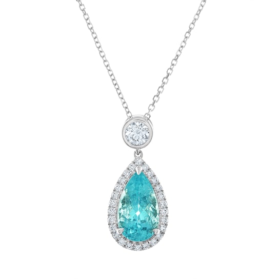 18KW 1/2 CTW Diamond Fashion Pendant With 2 5/8 CTW Pear Tourmaline