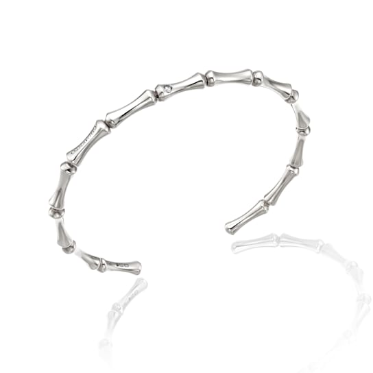 Chimento 18K Bamboo Regular bracelet in white gold with diamond accents