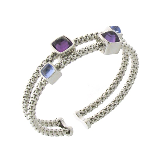 Chimento 18K Bracelet Stretch Gems in white gold with topaz and amethyst