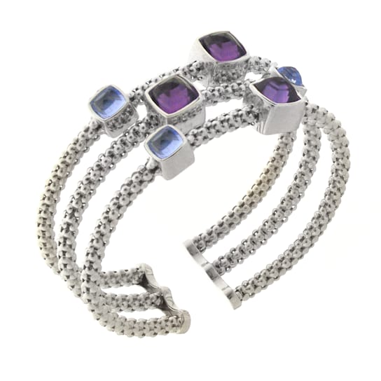 Chimento 18k Bracelet Stretch Gems in white gold with topaz and amethyst