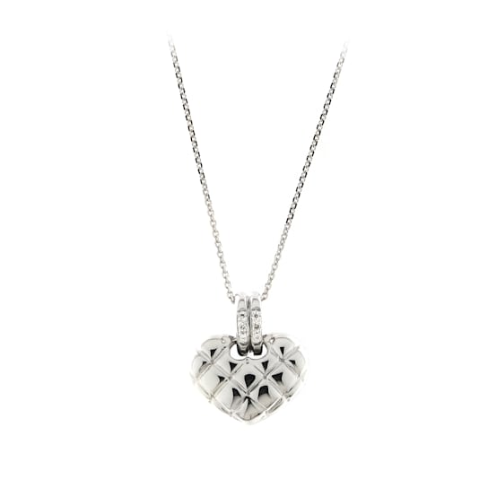 18K Heart necklace in white gold with diamonds