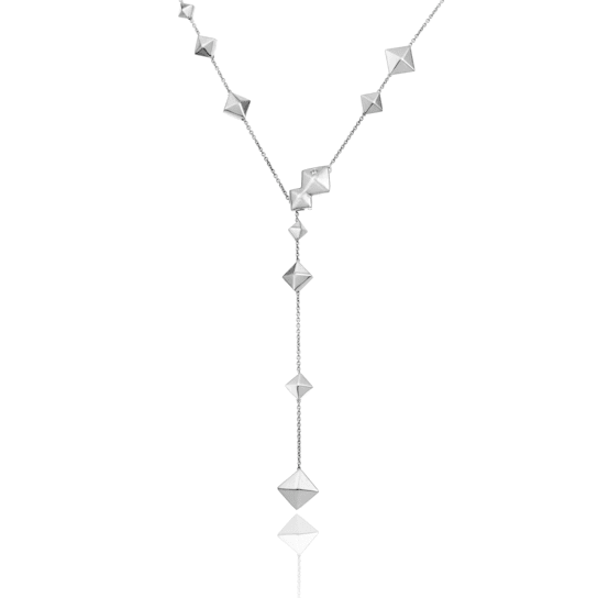 18kt Armillas Pyramis necklace in white gold with 0.01ct diamond accent