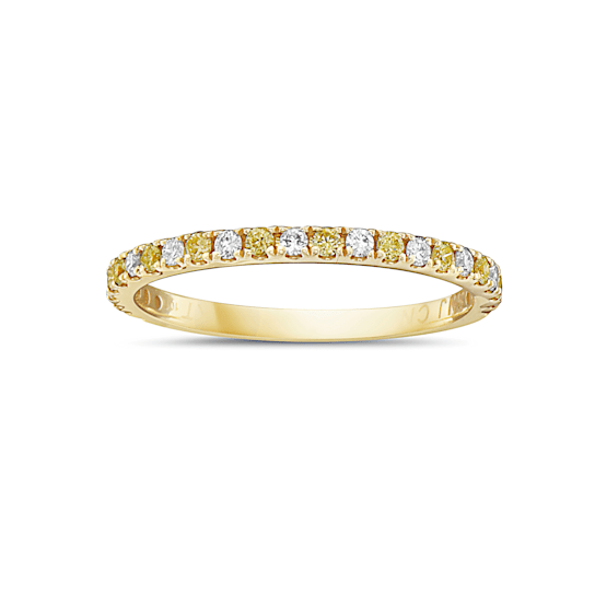 14KT Yellow Gold 1/3 CTTW Yellow & White Diamond Band