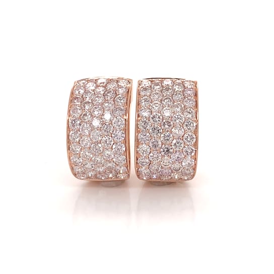 14KT Rose Gold 3 1/4 CTTW Pink Diamond Hoop Earrings