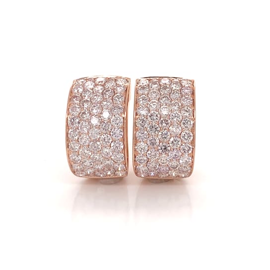 14KT Rose Gold 3 1/4 CTTW Pink Diamond Hoop Earrings
