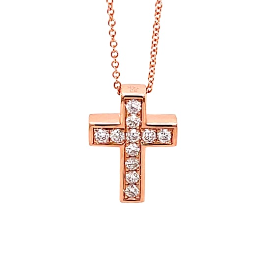 14KT Gold 1/3 CTTW Natural Diamond Cross Pendant