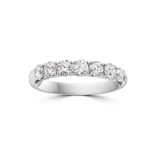 14KT White Gold 3/4 CTTW 7-Stone Round Brilliant Cut Diamond Band