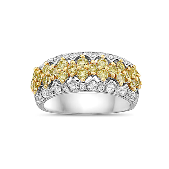 14KT 1 1/2 CTTW Two Tone White and Yellow Gold, Yellow and White Diamond Band