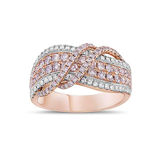 14K 1 CTTW RG Pink & White Diamond Ribbon Ring