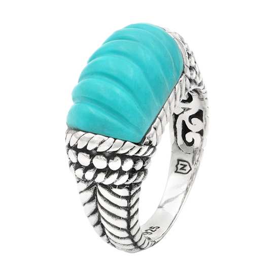 Artisan Balinese Sterling Silver Turquoise Gemstone Ring