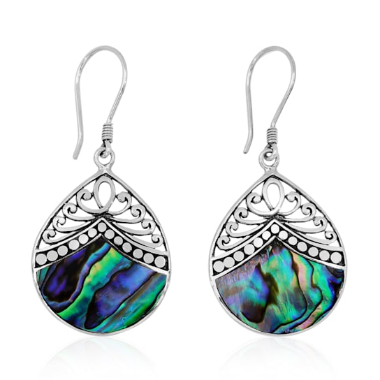 Balinese Artisan 925 Sterling Silver Dangling Earring with Abalone