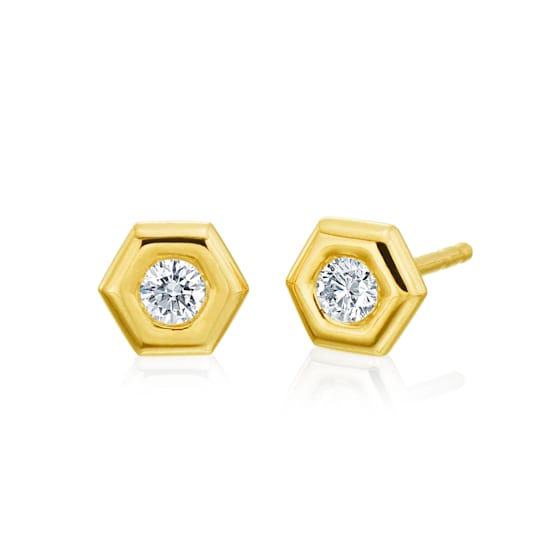 Gumuchian 18kt Yellow Gold and Diamond B Collection Stud Earrings
