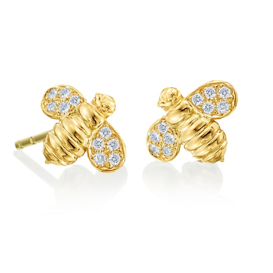 Gumuchian 18kt Yellow Gold and Diamond Worker B Stud Earrings