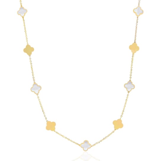 Mini Mother of Pearl and Gold Clover Necklace