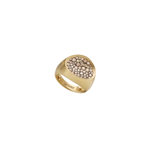 Matera ring in yellow matt gold 18k and cognac diamonds pave 1ct