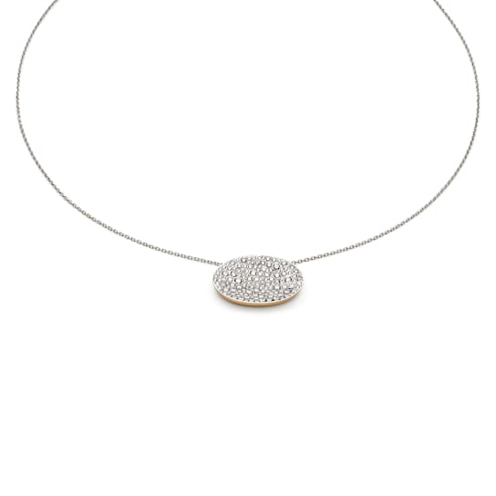 Etna medium pendant in white gold and diamonds pavé 1.58ct on gold chain
necklace 18k