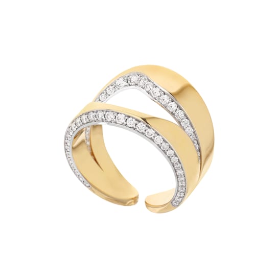 Anniversary100 ring in yellow gold with 58 diamonds in two lines, 0.53ct