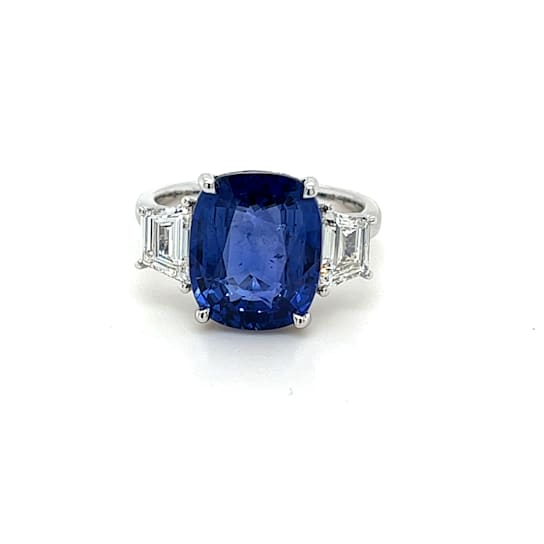 7.19 Carat Ceylon Sapphire & Diamond Ring in Platinum