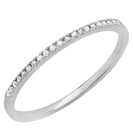 Round White Diamond Delicate Stackable Wedding Band for Her 0.08 ctw in Gold