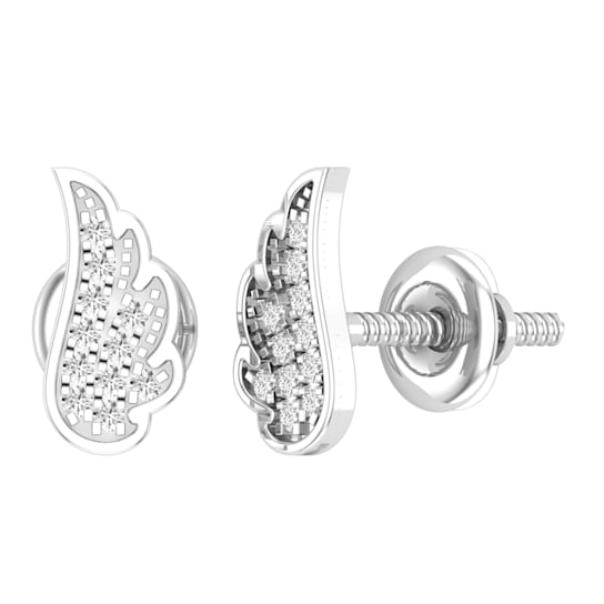 Dazzlingrock Collection Round White Diamond Angel Wing Stud Earrings for
Women in 10K White Gold