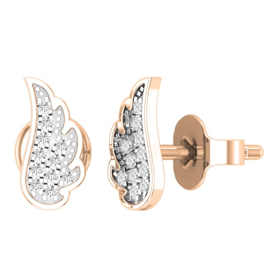 Dazzlingrock Collection Round White Diamond Angel Wing Stud Earrings for
Women in 10K Rose Gold