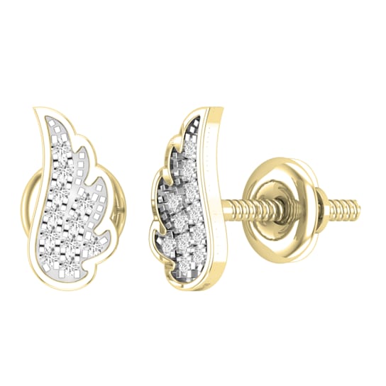 Dazzlingrock Collection Round White Diamond Angel Wing Stud Earrings for
Women in 14K Yellow Gold